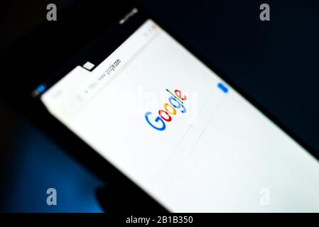 close up tablet with Google Stock Photo