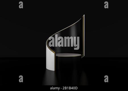 3d render, abstract geometric background, cylinder podium, minimalistic primitive shapes, modern mock up, blank template, empty showcase, shop display Stock Photo