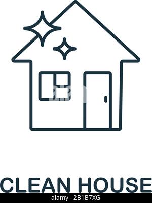 Clean House icon from cleaning collection. Simple line element Clean House symbol for templates, web design and infographics Stock Vector