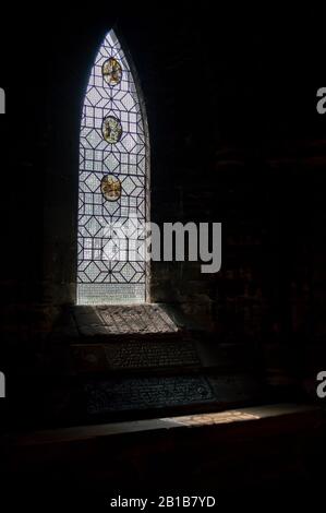 Stained glass window inside Glasgow Cathedral Stock Photo