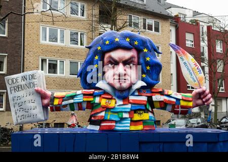 Dusseldorf, Germany. 24th Feb, 2020. Rosenmontag carnival parade in Dusseldorf, Germany. Float designed by German artist Jacques Tilly. Beethoven Year 2020. Credit: Vibrant Pictures/Alamy Live News Stock Photo