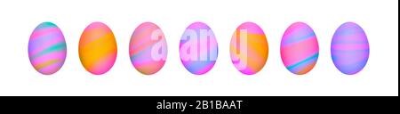 Set of pink, yellow, violet and blue gradient toned Easter eggs. Long poster or banner Stock Photo