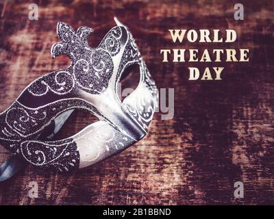 Happy THEATRE DAY. Beautiful greeting card. Isolated background Stock Photo