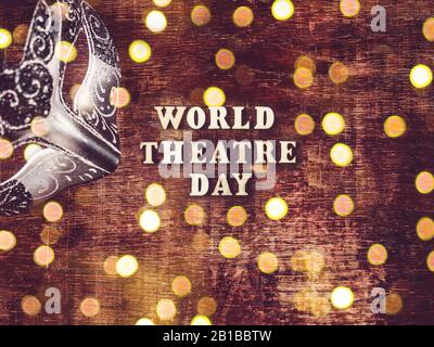 Happy THEATRE DAY. Beautiful greeting card. Isolated background Stock Photo