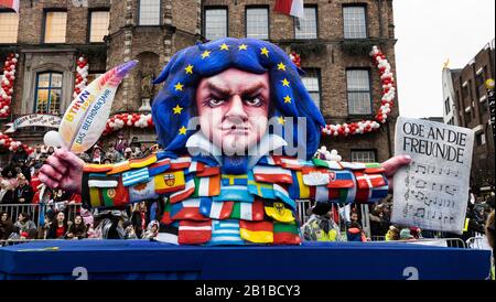 Dusseldorf, Germany. 24th Feb, 2020. Rosenmontag carnival parade in Dusseldorf, Germany. Float designed by German designer Jacques Tilly. Beethoven Year 2020. Credit: Vibrant Pictures/Alamy Live News Stock Photo