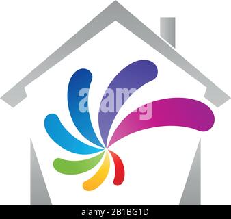 House, spiral, coloured, painter, logo Stock Vector