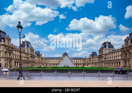Paris, France; 07/08/2014: In this view the Louvre Museum.Paris is the most popular tourist destination in the world, with more than 42 million foreig Stock Photo