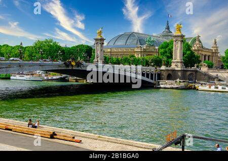 Paris, France; 07/08/2014: View the Grand Palais. Paris is the most popular tourist destination in the world, with more than 42 million foreign visito Stock Photo