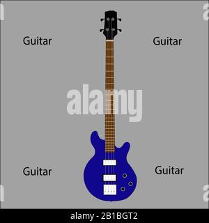 Flat illustration electric guitar. Acoustic guitar or ukulele. Vector illustration. Stock Vector