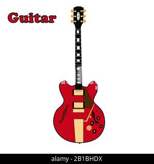 Classic guitar icon in linear style. Vector illustration Stock Vector
