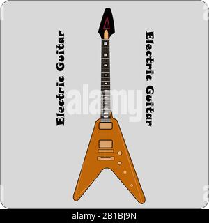 Electro Guitar Flat Design isolated on white background. Vector illustration Stock Vector