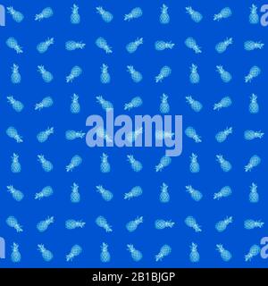 Seamless abstract background of blue pineapples on a blue background. Stock Photo