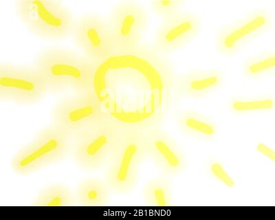 abstract yellow painted sun on white background Stock Photo