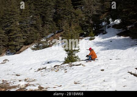 Nature photographer takes pictures wandering the mountains in Turkey Stock Photo