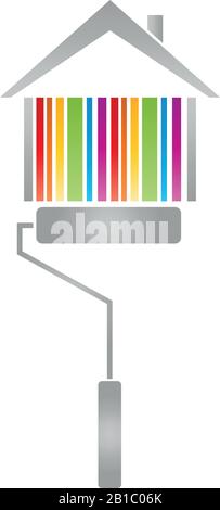 House, painter role, paint roller logo, painter, logo Stock Vector