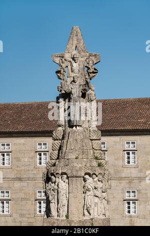 Francis of Assisi monument near San Francisco church. Santiago de Compostela, Spain Stock Photo