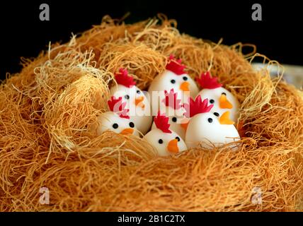 marzipan art chicken nest, chicks in a nest Stock Photo