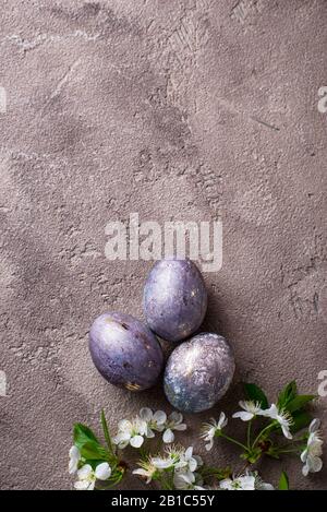 Easter painted eggs with marble effect Stock Photo