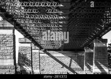 View of underneath Harbour Bridge in a sunny day. Sydney, Australia Stock Photo