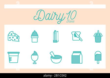 Isolated 10 dairy dou color style icon set vector design Stock Vector