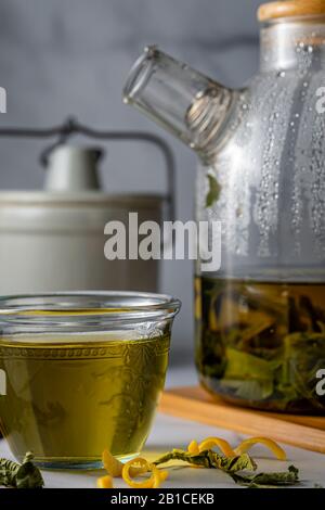 Greek Lemon Verbena tea. Stock Photo