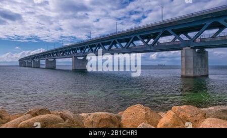 Oresundbron, the Oresund bridge between Denmark and Sweden Stock Photo