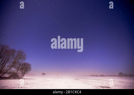 Delleboersterheide at night, Netherlands, Frisia, Delleboersterheide, Oldeberkoop Stock Photo