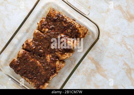 Enfrijoladas, Vegetarian Mexican Cuisine, Typical Antojitos Easy Meals Stock Photo