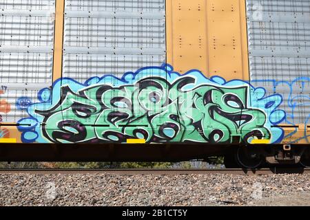 Urban Art on Trains Stock Photo
