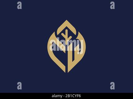 Initial letter C and W with abstract leaf logo sign symbol Stock Vector