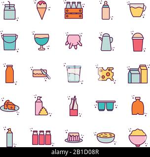 Isolated dairy line and fill style icon set vector design Stock Vector
