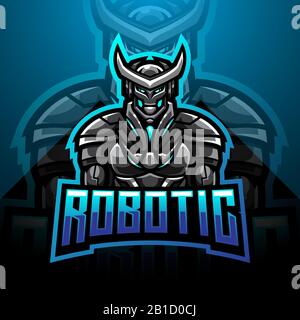 Robotic  esport mascot logo design Stock Vector