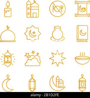 Ramadan gradient style icon set vector design Stock Vector