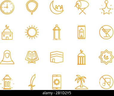 Ramadan gradient style icon set vector design Stock Vector