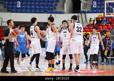 Taipei, Taiwan. 24th Feb, 2020. Japan players during the 2021 FIBA Asia Cup Qualifier First Round Group B match between Chinese Taipei 57-96 Japan at Heping Basketball Gymnasium in Taipei, Taiwan, February 24, 2020. Credit: Yoshio Kato/AFLO/Alamy Live News Stock Photo