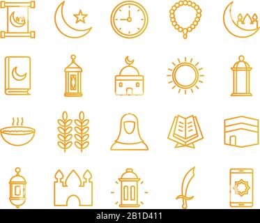 Ramadan gradient style icon set vector design Stock Vector