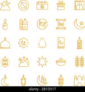 Ramadan gradient style icon set vector design Stock Vector