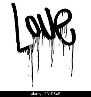 Black bleed, crying word love when love gose wrong, lose of loved one Stock Vector