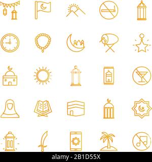 Ramadan gradient style icon set vector design Stock Vector