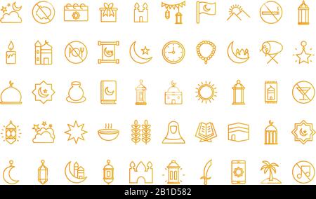 Ramadan gradient style icon set vector design Stock Vector
