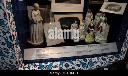 London, UK. 24th Feb, 2020. Photo taken on Feb. 24, 2020 shows statues and paintings about Florence Nightingale on display at Florence Nightingale Museum in London, Britain. 2020 sees the 200th birth anniversary of Florence Nightingale. Credit: Han Yan/Xinhua/Alamy Live News