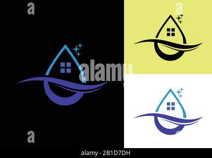 House Cleaning Service Logo Design Template, Cleaning company logo sign symbol. Stock Vector