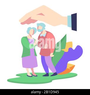 Medical insurance for elderly people, senior care and life protection Stock Vector