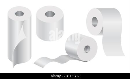 Toilet paper and disposable towels isolated icons, bathroom items Stock Vector