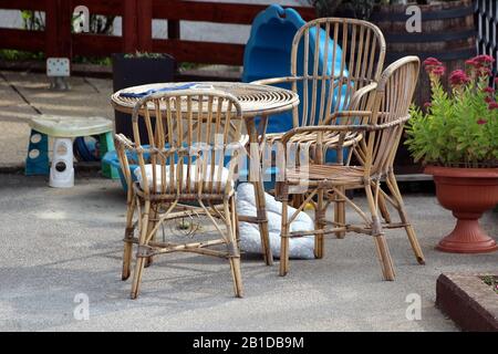 Bamboo outdoor table online and chairs