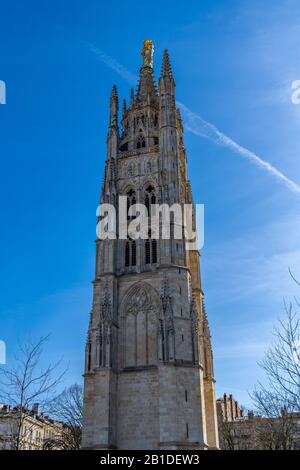 Bordeaux in France, the beautiful Pey Berland tower in the center Stock Photo