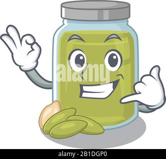 Call me funny pumpkin seed butter cartoon character concept Stock Vector