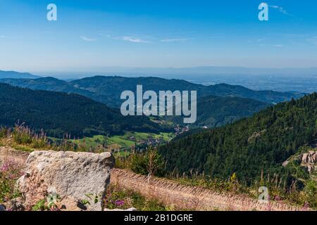 View over the landscape of the northern Black Forest near Seebach and Ruhestein, Baden-Wuerttemberg, Germany Stock Photo