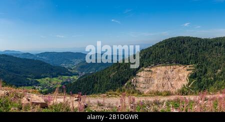 View over the landscape of the northern Black Forest near Seebach and Ruhestein, Baden-Wuerttemberg, Germany Stock Photo