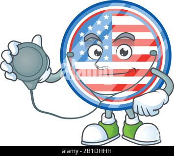 Circle badges USA mascot icon design as a Doctor working costume with tools Stock Vector